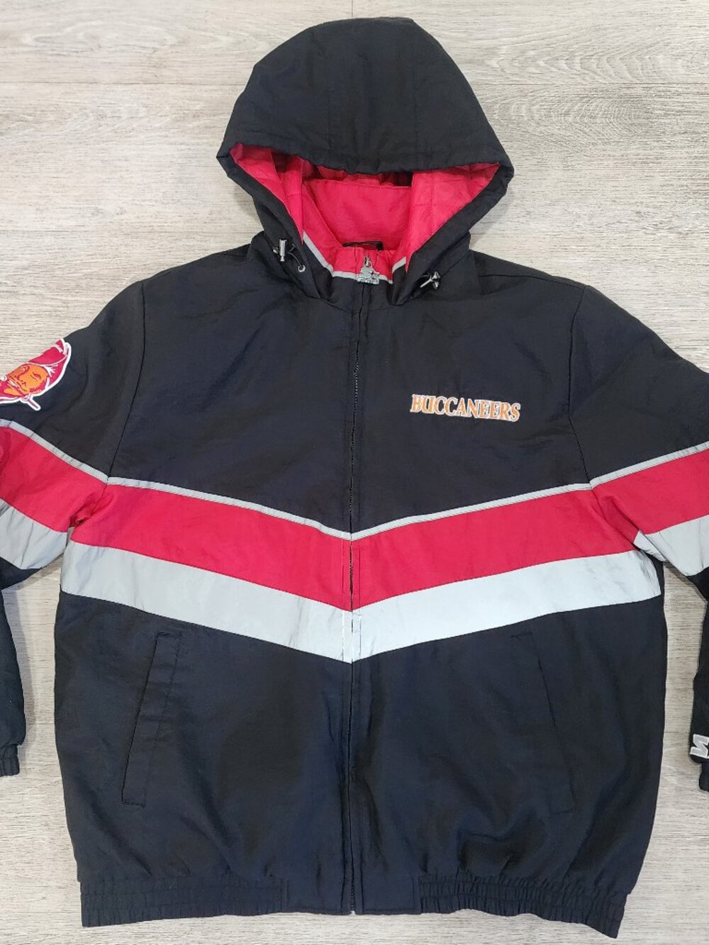 VTG Starter NFL Tampa Bay Buccaneers Full-Zip Hooded Jacket Color Block Men's XL